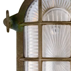 Applique da Esterno in Ottone Vintage con Vetro Opale/Trasparente - Sirena