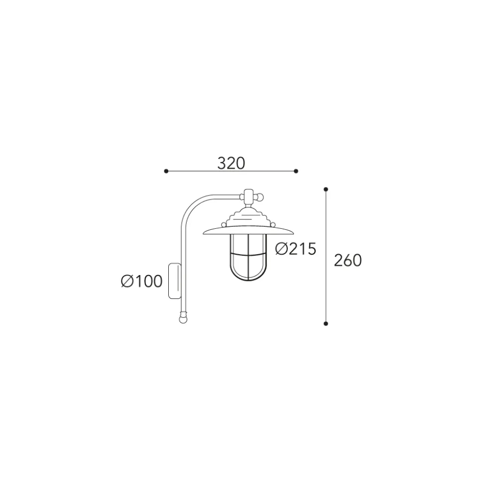 Applique da Esterno in Ottone, Vetro Opale e IP44 - Elfico