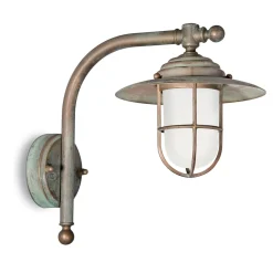 Applique da Esterno in Ottone, Vetro Opale e IP44 - Elfico