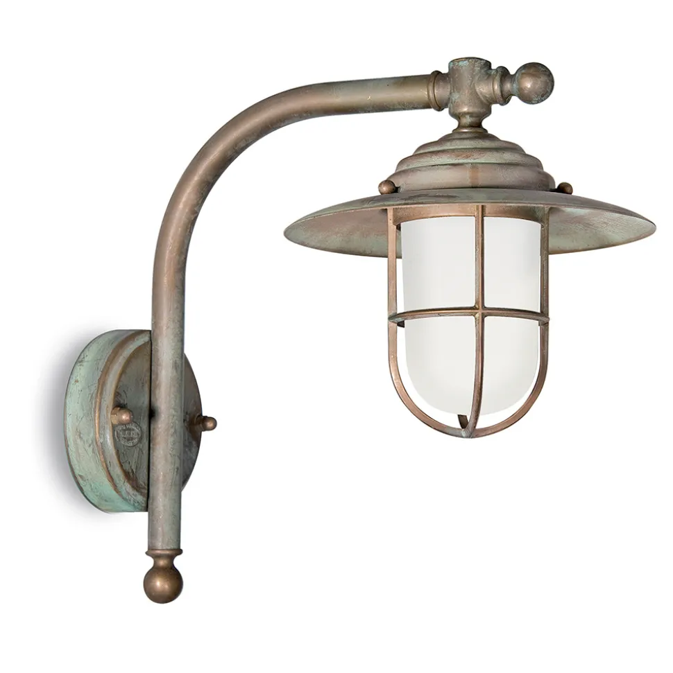 Applique da Esterno in Ottone, Vetro Opale e IP44 - Elfico