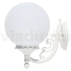 Applique da Giardino in Alluminio Bianco con Sfera Opale - Trovabianco