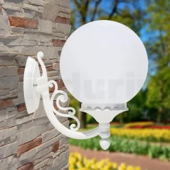 Applique da Giardino in Alluminio Bianco con Sfera Opale - Trovabianco