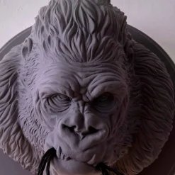 Applique da Parete a 3 Luci in Ceramica Gorilla Grigio o Bianco Design - Rillago