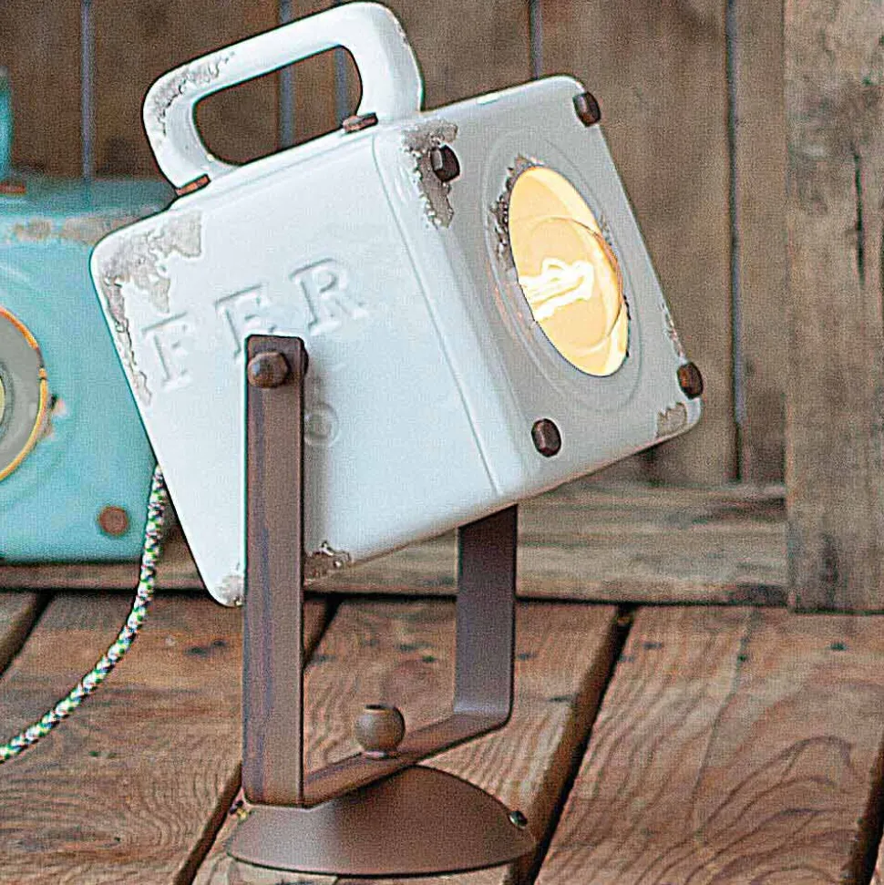 Applique da parete stile vintage-industriale in ceramica e ferro Julia