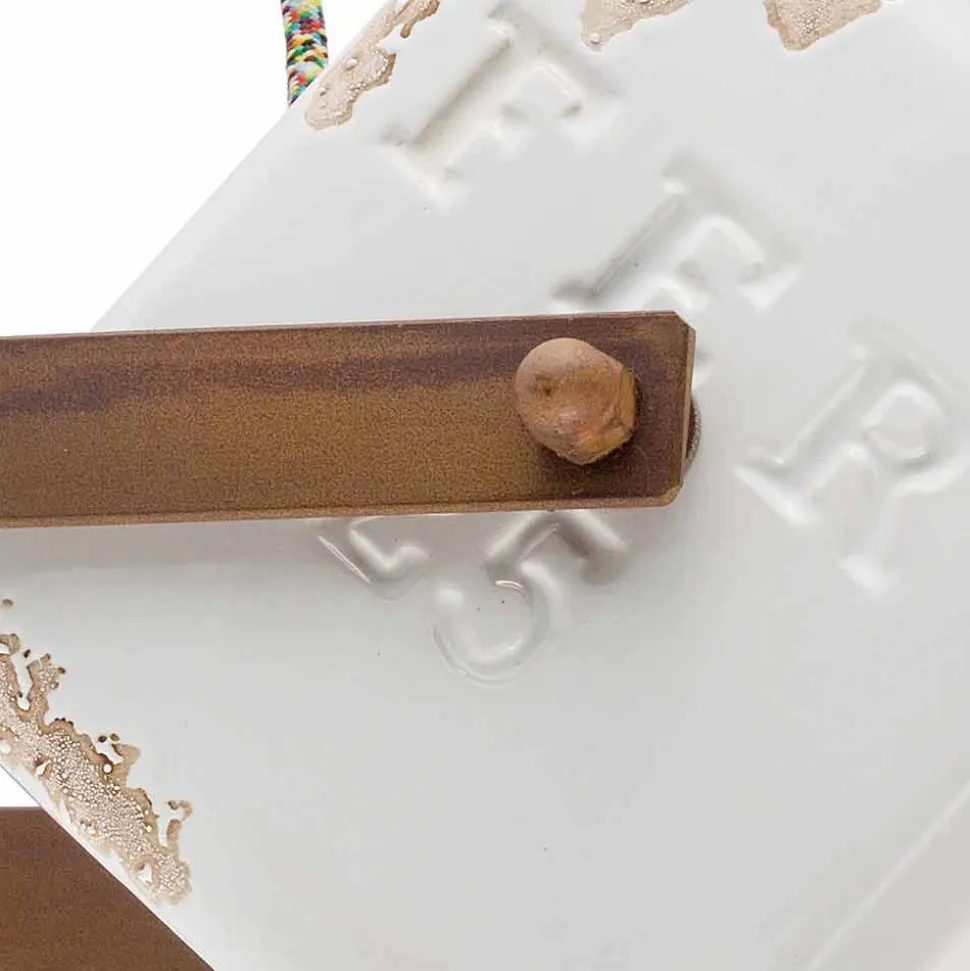 Applique da parete stile vintage-industriale in ceramica e ferro Julia