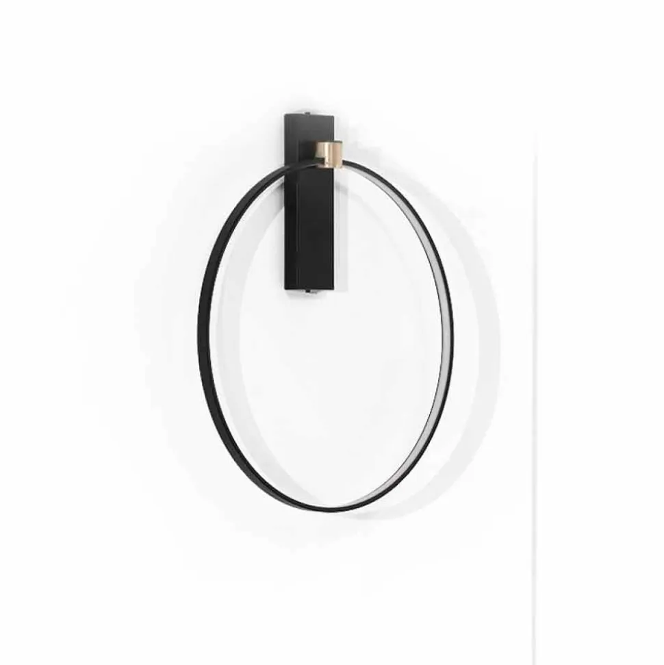 Applique di Design in Alluminio Nero e Ottone Naturale Made in Italy - Norma