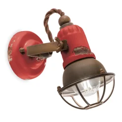 Applique Faretto Stile Industriale Artigianale in Ferro e Ceramica - Loft