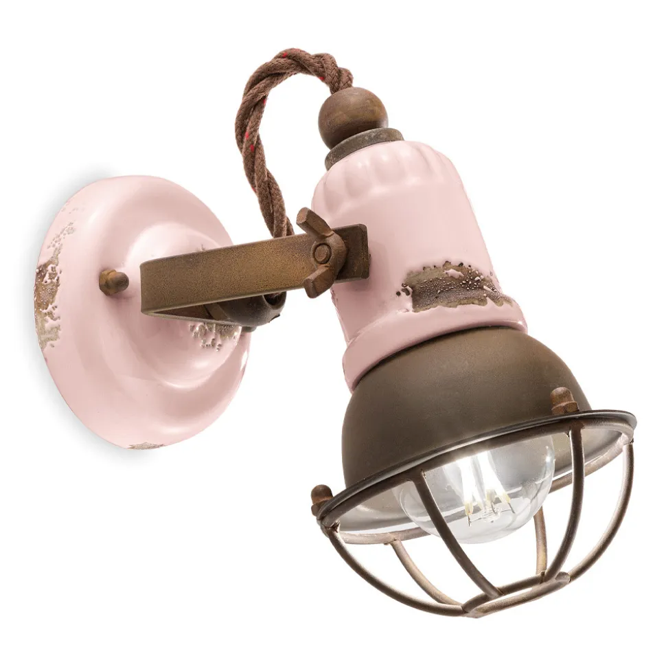 Applique Faretto Stile Industriale Artigianale in Ferro e Ceramica - Loft