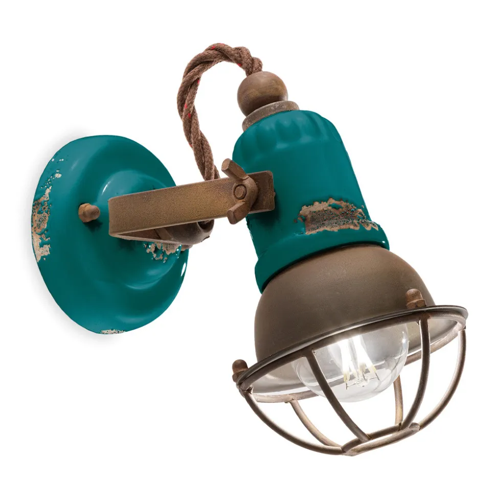 Applique Faretto Stile Industriale Artigianale in Ferro e Ceramica - Loft