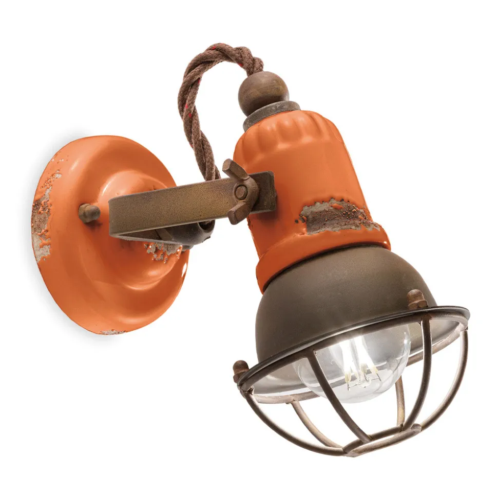 Applique Faretto Stile Industriale Artigianale in Ferro e Ceramica - Loft