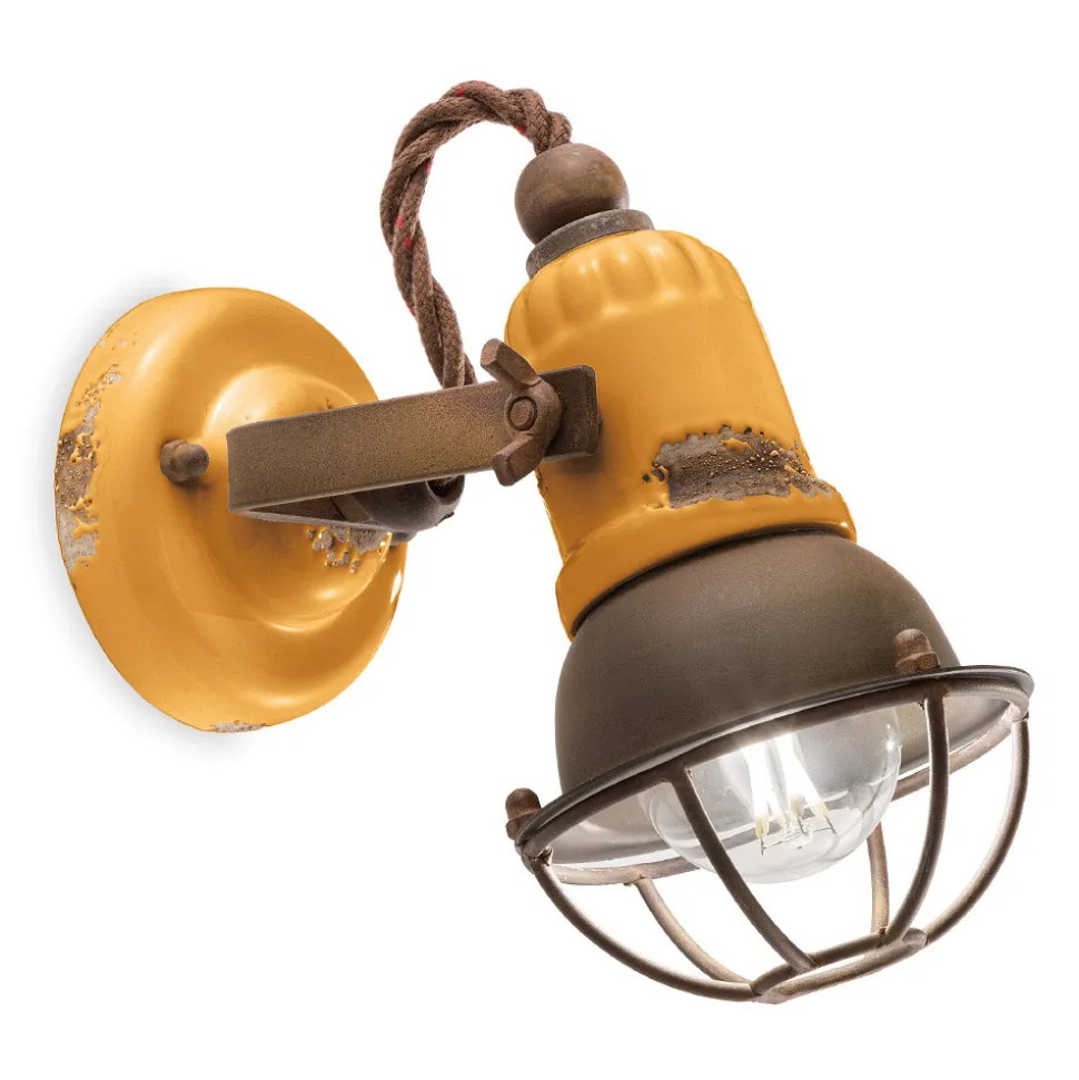 Applique Faretto Stile Industriale Artigianale in Ferro e Ceramica - Loft