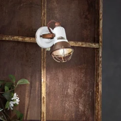 Applique Faretto Stile Industriale Artigianale in Ferro e Ceramica - Loft
