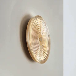Applique in Metallo Verniciato e Vetro Decorato a Righe Concentriche - Bagolaro