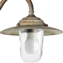 Applique in Ottone Vintage da Esterno, Vetro Trasparente IP44 - Elfico