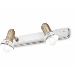 Applique Lineare a 2 Faretti in Ottone e Ceramica Dipinta a Mano - Savona