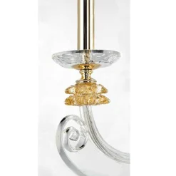 Applique 2 Luci Vetro Soffiato e Cristallo Ottico Lusso Classico - Cassea
