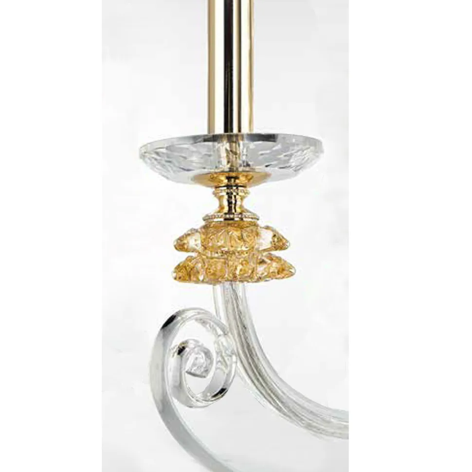 Applique 2 Luci Vetro Soffiato e Cristallo Ottico Lusso Classico - Cassea