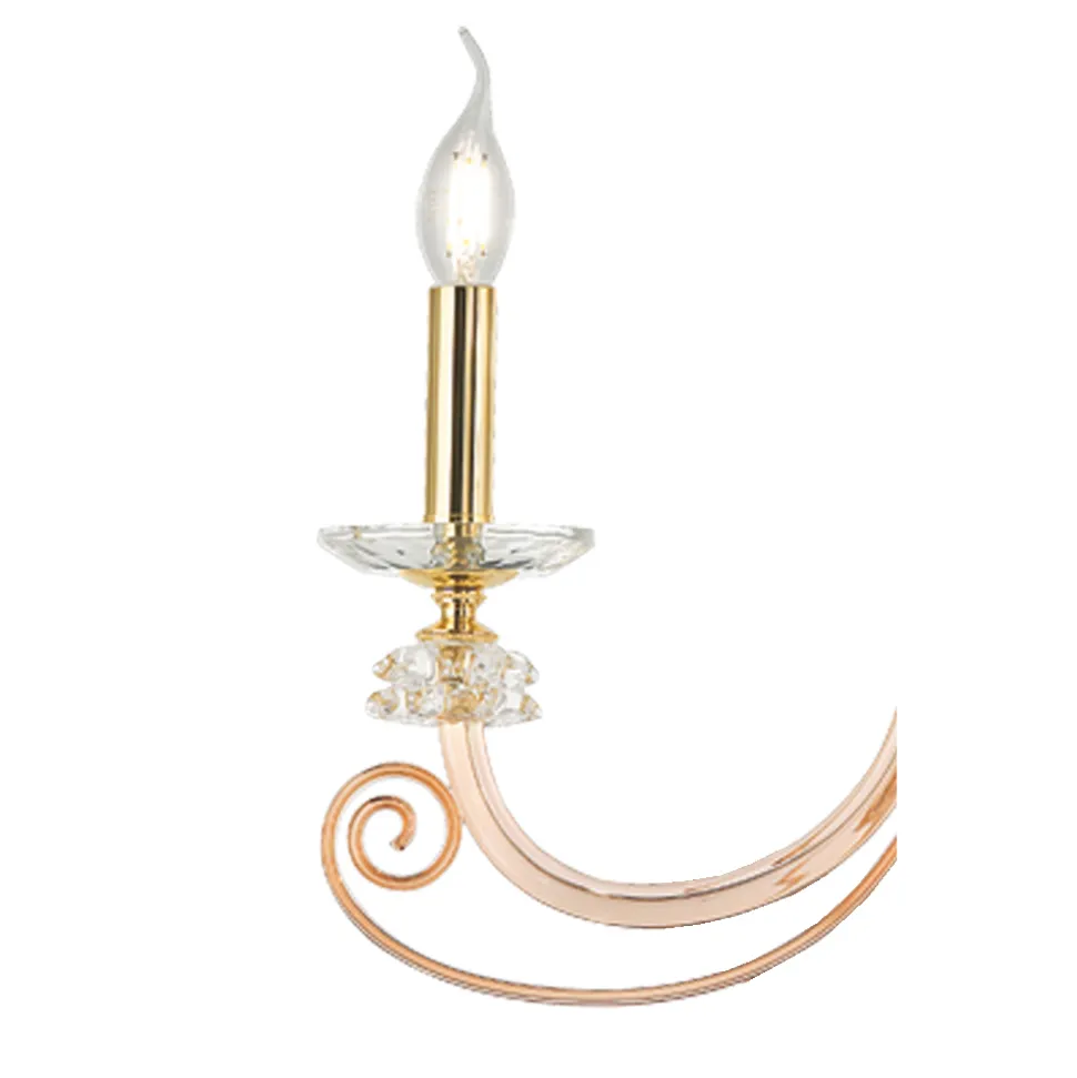 Applique 2 Luci Vetro Soffiato e Cristallo Ottico Lusso Classico - Cassea