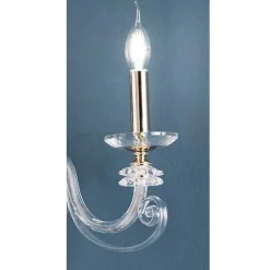 Applique 2 Luci Vetro Soffiato e Cristallo Ottico Lusso Classico - Cassea