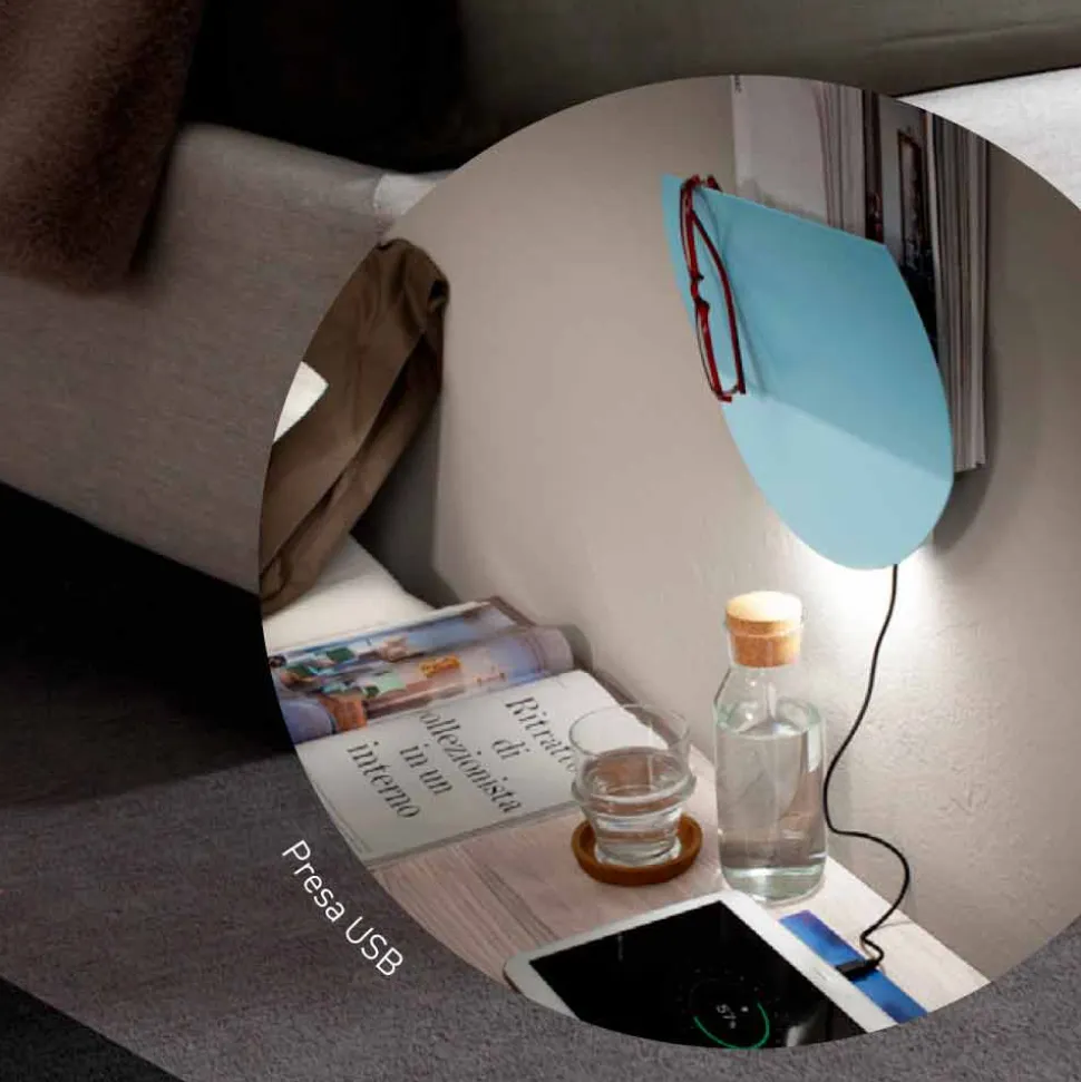 Applique Moderna con Vano per Riviste, USB e Luce LED Made in Italy - Foster