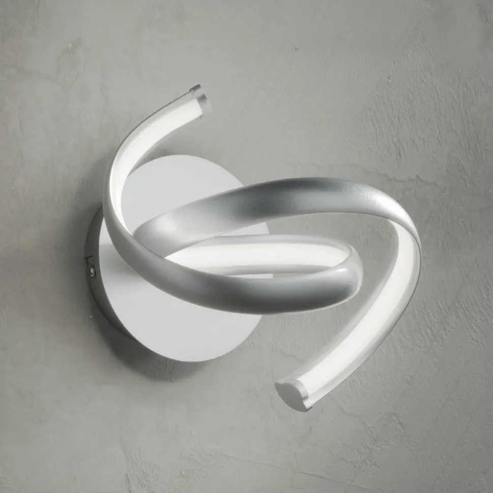 Applique Moderna in Metallo Argento, Design Minimale Led a Parete - Lumino