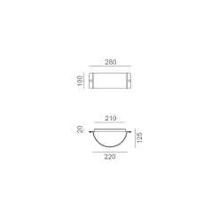 Applique Murale a Mezzaluna in Rame e LED Made in Italy - Esempio