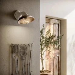 Applique Murale in Ceramica Bianca e Ottone Made in Italy - Piccola