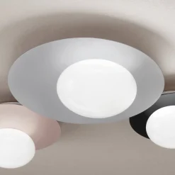 Applique o Plafoniera in Alluminio, Metallo e Luce in Vetro Bianco - Luma
