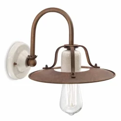 Applique stile industriale in metallo e ceramica Ferroluce