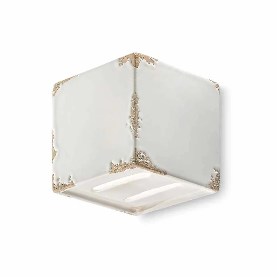 Applique vintage a forma di cubo in ceramica Connie Ferroluce