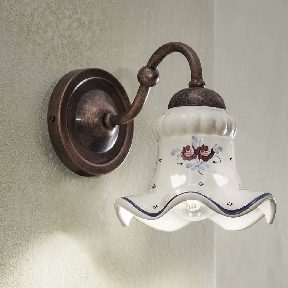 Applique Vintage Artigianale Ferro e Ceramica e Decoro a Mano - Chieti