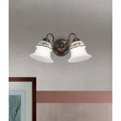 Applique Vintage Ferro, Vetro e Ceramica Decoro Dipinto a Mano - Ferrara