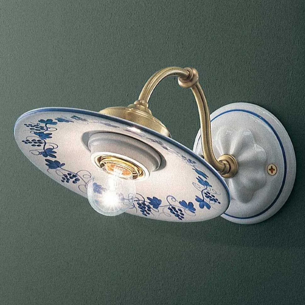 Applique Vintage in Ferro e Ceramica Decorata Design Dipinto a Mano - Asti
