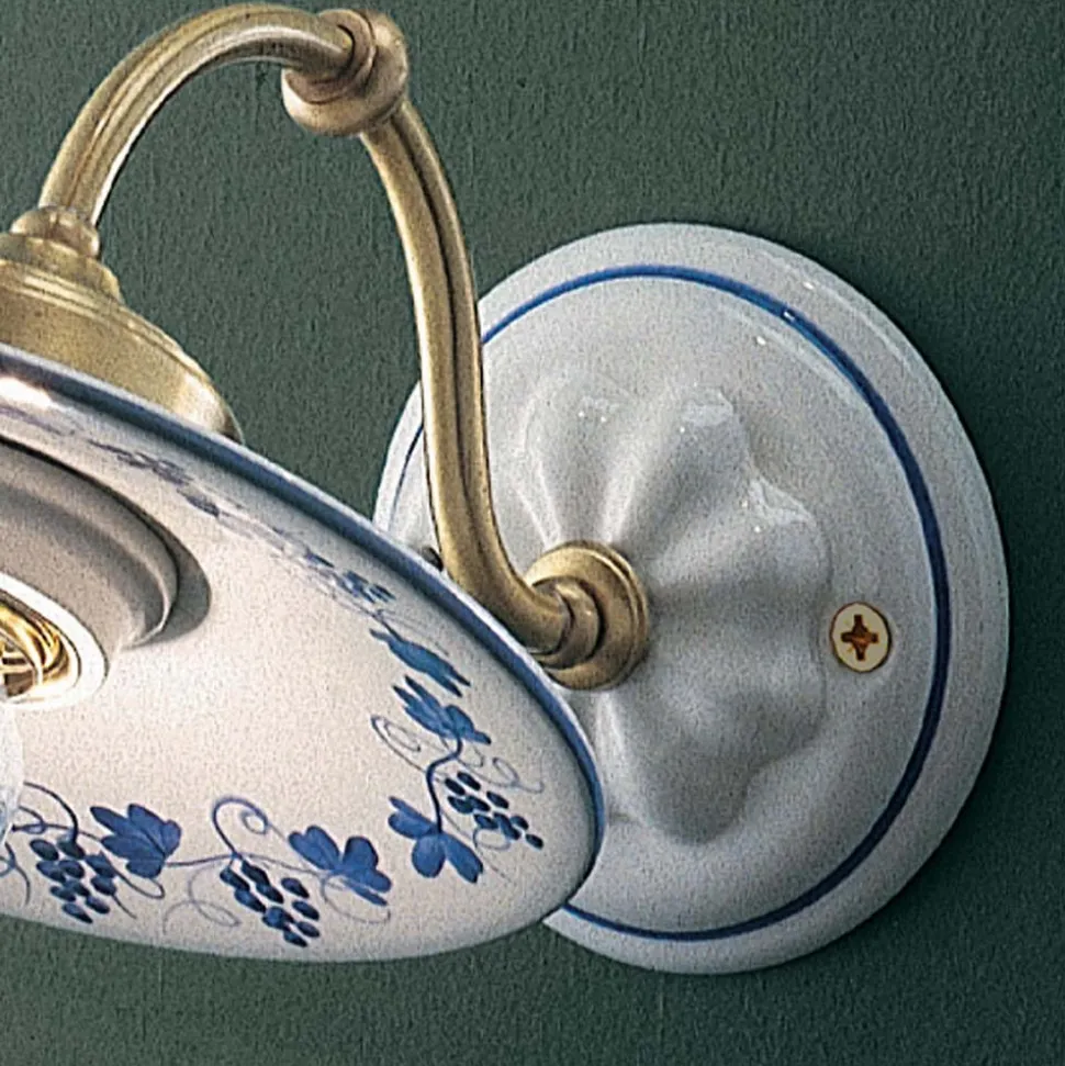 Applique Vintage in Ferro e Ceramica Decorata Design Dipinto a Mano - Asti