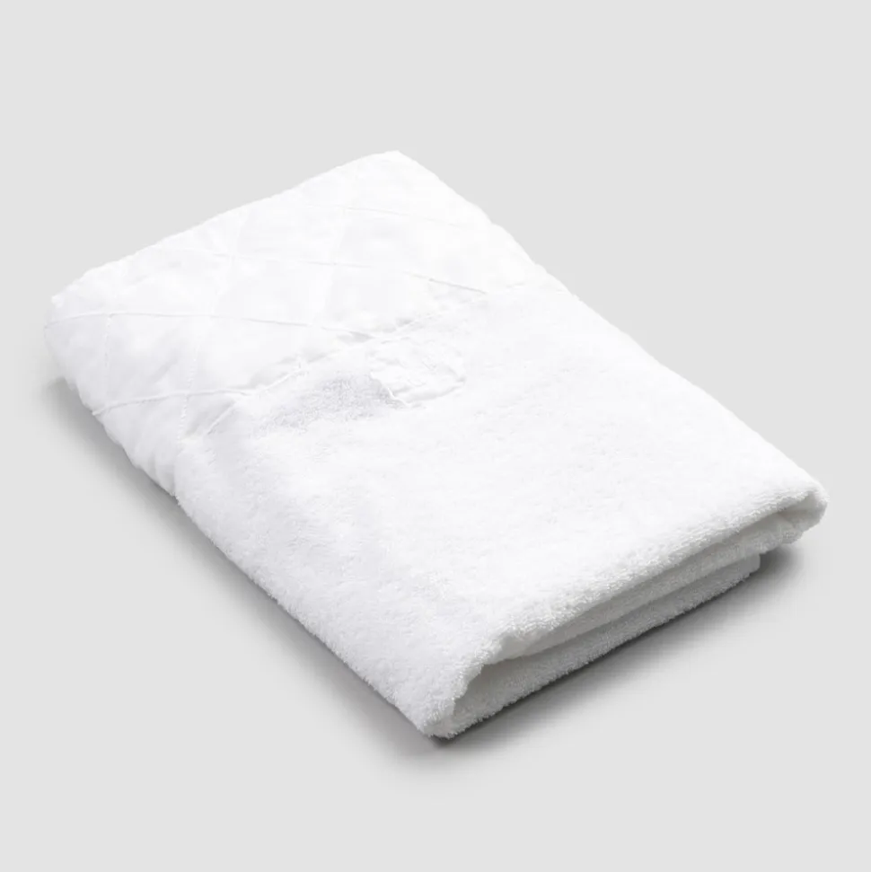 Asciugamano Viso in Spugna di Cotone Bianco con Decoro Geometrico - Gimmy