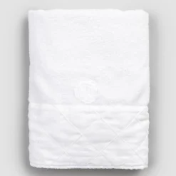 Asciugamano Viso in Spugna di Cotone Bianco con Decoro Geometrico - Gimmy