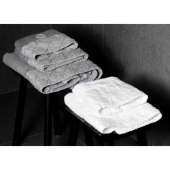 Asciugamano Viso in Spugna di Cotone Bianco con Decoro Geometrico - Gimmy