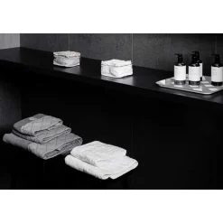 Asciugamano Viso in Spugna di Cotone Bianco con Decoro Geometrico - Gimmy