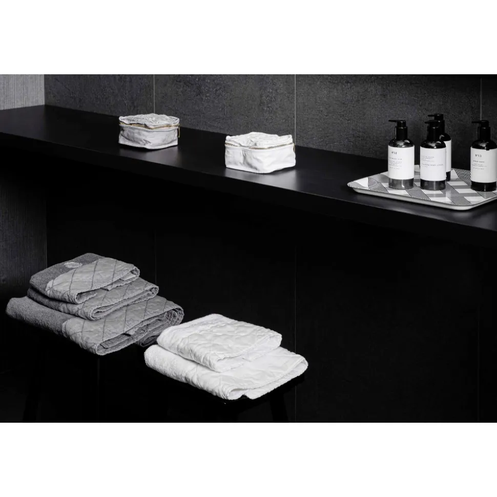 Asciugamano Viso in Spugna di Cotone Bianco con Decoro Geometrico - Gimmy