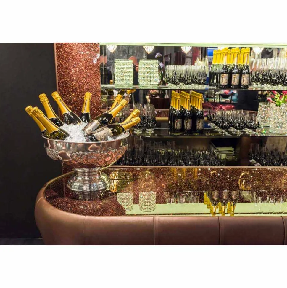 Bancone Bar con Piano in Vetro Glitter Realizzato in Italia, di Lusso - Calcutta