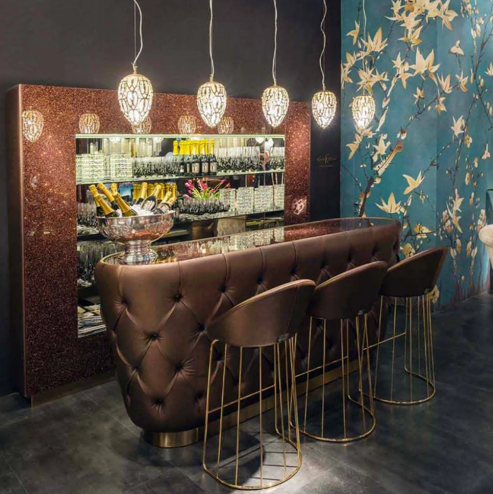 Bancone Bar con Piano in Vetro Glitter Realizzato in Italia, di Lusso - Calcutta