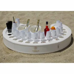 Bar galleggiante Trona in ecopelle nautica bianca e plexiglass