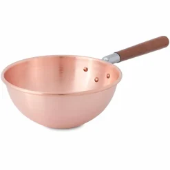 Bastardella in Rame Massiccio Liscio con Manico in Legno 26 cm - Giampiero