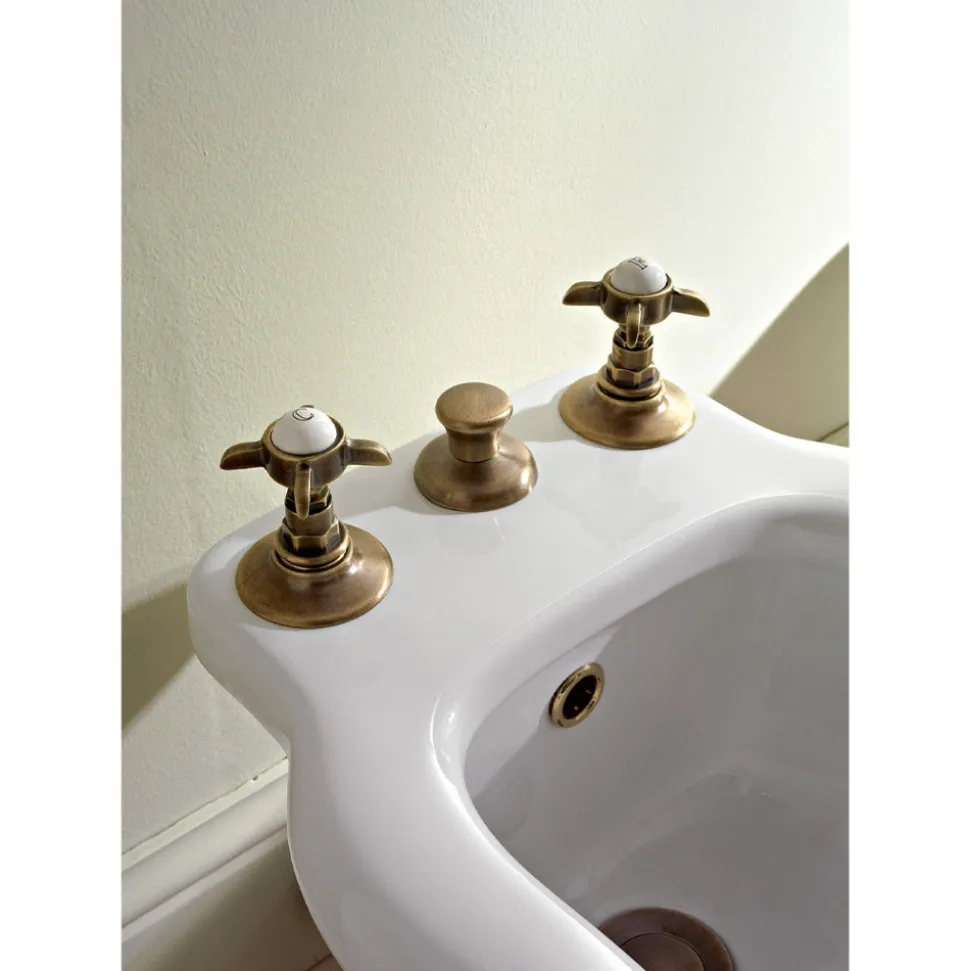 Batteria Bidet 3 Fori Erogazione Interna Ottone e Maniglie a Farfalla - Miriano