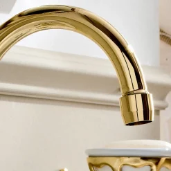 Batteria Lavabo a 3 Fori Bocca Alta in Ottone Fatto a Mano Classico - Fioretta