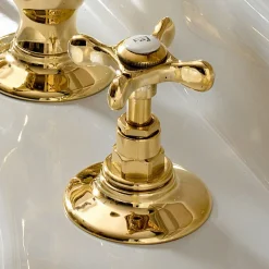 Batteria Lavabo a 3 Fori con Scarico in Ottone Fatto a Mano Classico - Fioretta