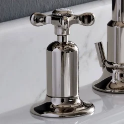 Batteria Lavabo 3 Fori Bocca Alta in Finitura Nichel Made in Italy - Red