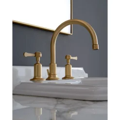 Batteria Lavabo 3 Fori Bocca Alta con Scarico Ottone Made in Italy - Red