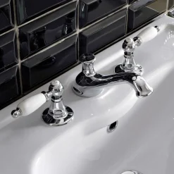 Batteria Lavabo 3 Fori con Leve Stile Classico in Ottone Artigianale - Noriana
