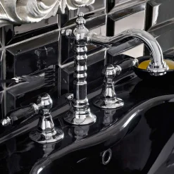 Batteria Lavabo 3 Fori con Scarico Ottone Stile Classico Artigianale - Noriana